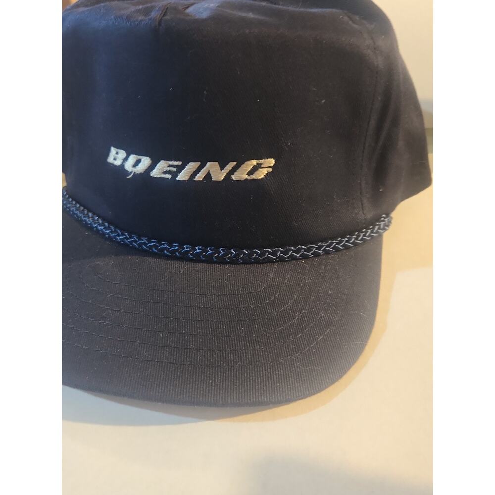 Vintage Boeing Aircraft Hat Cap Strapback Adjustable Blue Aviation Navy Blue - Picture 3 of 7